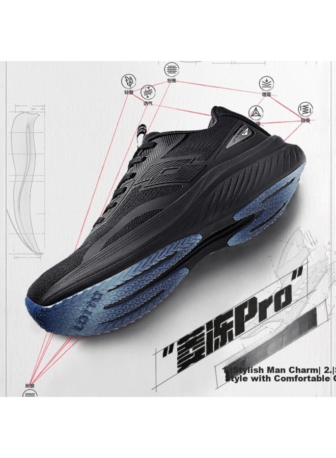 Lotto Women's Casual Couple Shoes Carbon Plate Shock Absorption Breathable Professional Racing Running Shoes Black Size 35
