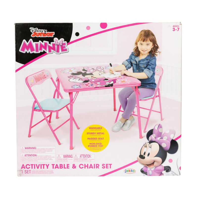 Minnie طاولة وكرسيان للأطفال من ميني ماوس للأطفال والرضع من 36 شهرًا حتى 7 سنوات، تشمل: 1 طاولة (24"L x 24"W x 20"H)، 2 كراسي (13"L x 13.5"W x 21"H) الحد الأقصى للوزن: 70 رطل - Image 4