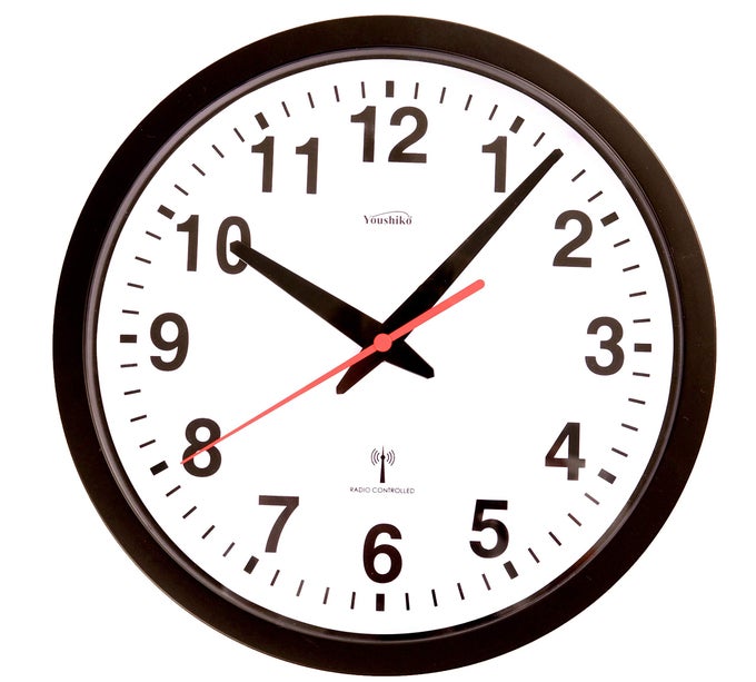 RADIO CONTROLLED WALL CLOCK OFFICIAL UK IRELAND VERSION STYLISH BLACK WHITE BOLD CLASSIC DESIGN 25CM 10INCH DIAMETER HOMEKITCHENOFFICESCHOOL CLOCK EASY TO READ