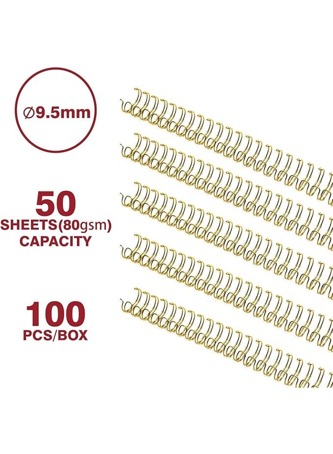Generic Double Loop Wire 9.5 mm  3:1 pitch Wire Binding Ring golden 34 holes 100pcs box - Image 2