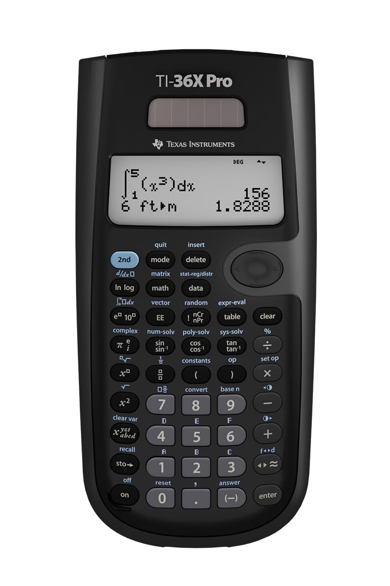 TEXAS INSTRUMENTS آلة حاسبة هندسية/علمية من تكساس إنسترومنتس TI-36X برو | 9.7 بوصة | أسود. - Image 1