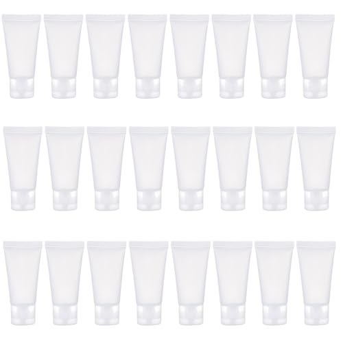 vipolish 24PCS 30ml/1oz Empty Portable Refillable Clear Plastic Cosmetic Soft Tubes Bottles with Flip Cover Makeup Sample Travel Packing Container Holder Vial Jar Pot for Shampoo Facial Cleaning Toothpaste - Image 1