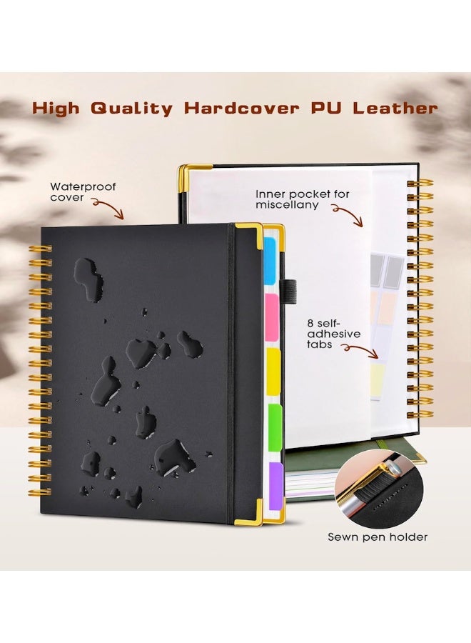 SUZZ B5 Hardcover Spiral Notebook journal with Removable Dividers Tabs, 300 Pages Leather 5 Subject Notebook College Ruled, 8x10 Large Notebooks for Work School Note taking, Lined Journal for Men and Women, Black - Image 2