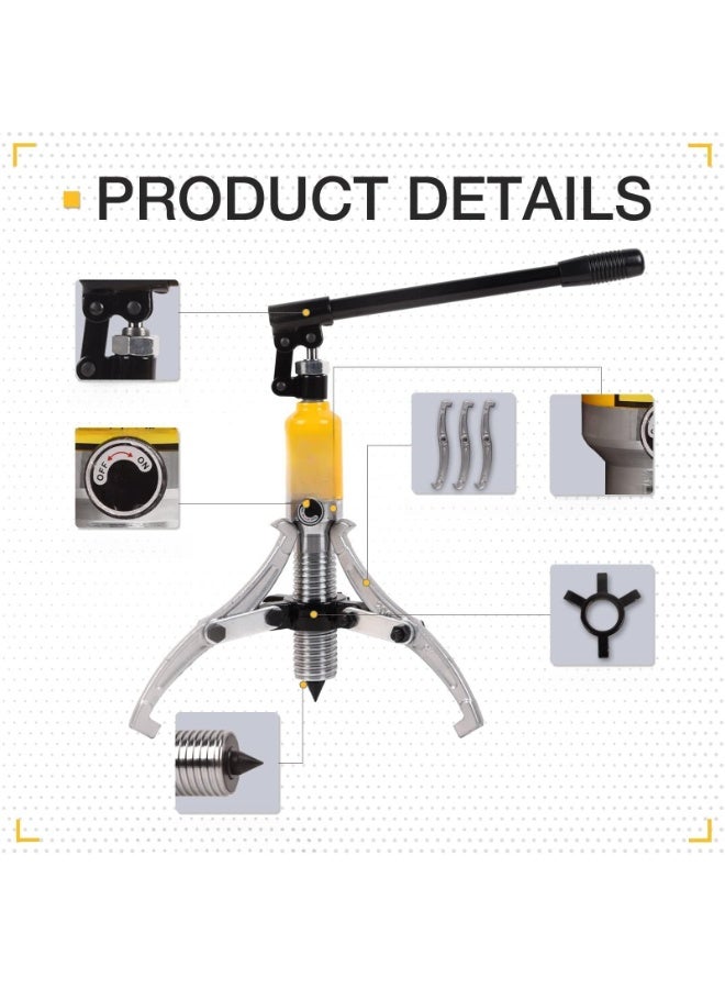 Generic Hydraulic Gear Puller, 5 Ton Hydraulic Puller Kit Bearing Puller with Case 2 or 3 Jaws Bearing Hub Separator Hydraulic Puller Separator Tool for Pulling Hubs, Bearings, Gears  - Image 3