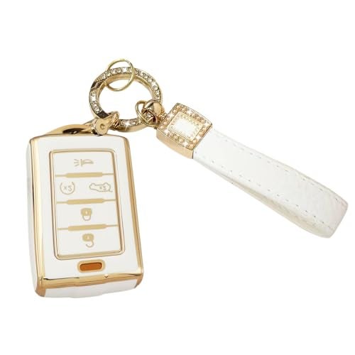 POSAID Fob Key Cover for Jeep Grand Cherokee L Key Fob Shell Case for Gladiator Wagoneer Grand Wagoneer 2023 2022 2021 with Key Chain White - Image 1