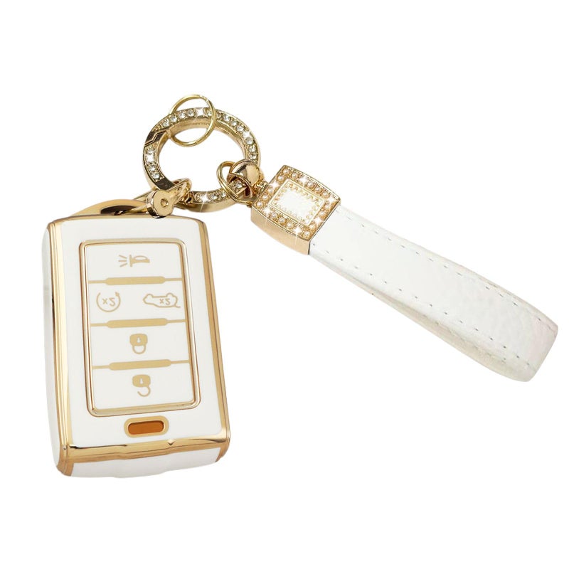 POSAID Fob Key Cover for Jeep Grand Cherokee L Key Fob Shell Case for Gladiator Wagoneer Grand Wagoneer 2023 2022 2021 with Key Chain White - Image 3