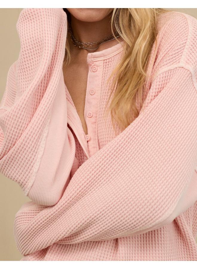 Aerie Waffle Henley Regular Fit Shirt - Image 4