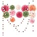 NICROLANDEE Wedding Party Decorations 15Pcs Pink Sage Green Ivory Tissue Paper Pom Pom for Birthday Pastel Decorations Engagement BabyBridal Shower Anniversary Valentine Dot Paper Backdrop Decor - Image 3