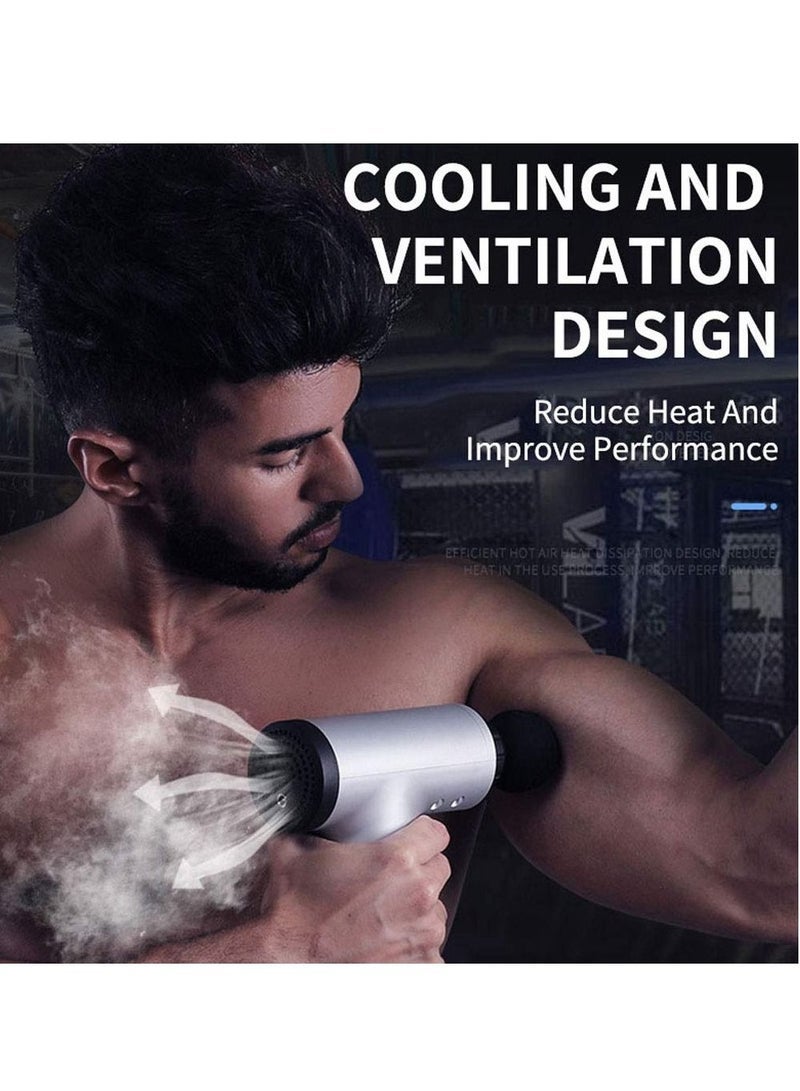 Massage Gun Electric Percussion Muscle Massager Relaxation Head Vibration Fascial Gun Booster Noise Reduction Massage Gun with Accessories - Image 4