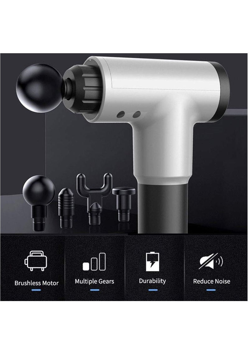 Massage Gun Electric Percussion Muscle Massager Relaxation Head Vibration Fascial Gun Booster Noise Reduction Massage Gun with Accessories - Image 2