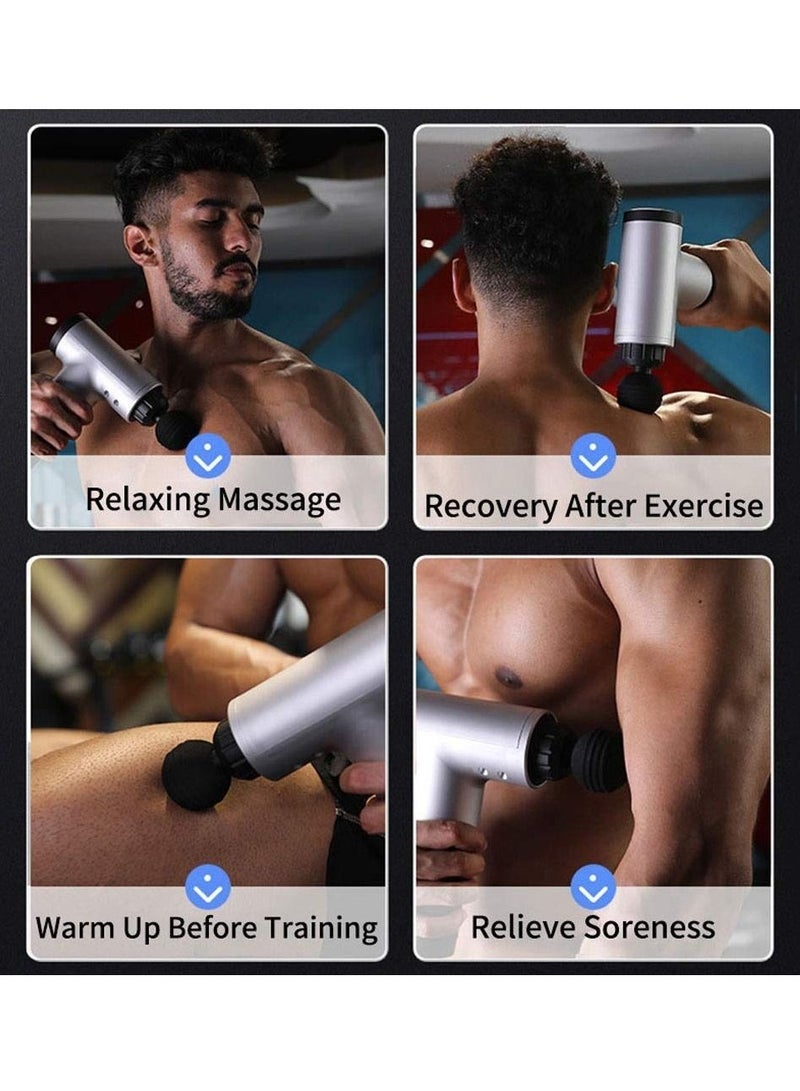 Massage Gun Electric Percussion Muscle Massager Relaxation Head Vibration Fascial Gun Booster Noise Reduction Massage Gun with Accessories - Image 5