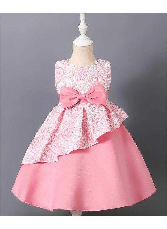 Mark & Mia Mark & Mia Roses Printed Bow Detailed Sleeveless Party Dress - Pink