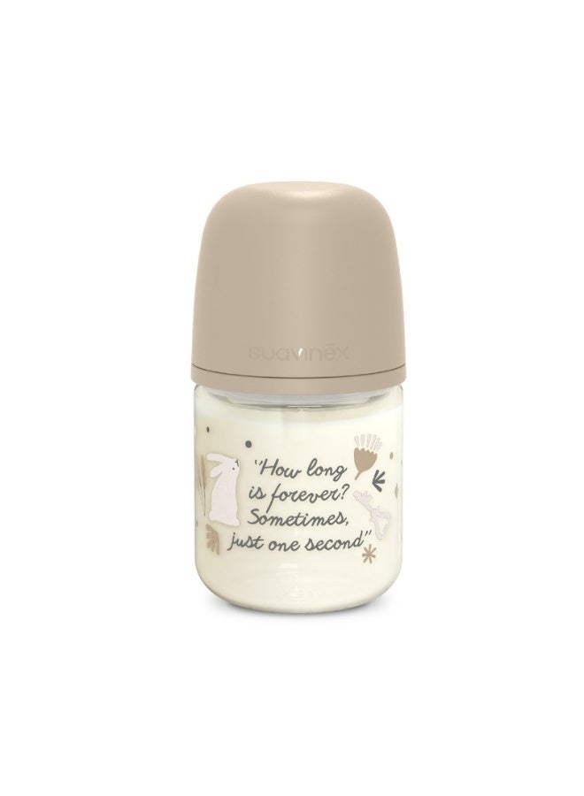 SUAVINEX Glass Baby Feeding Bottle with Slow-Flow Physiological Nipple Teat, Mimics Natural Breastfeeding Experience, +0 Months 120ml - Beige - Image 2