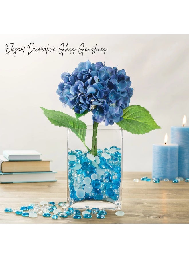 ARABIQO Mix Blue & Clear Glass Gemstone Beads 2.5 LBS Flat Marble Vase Fillers, Floral Stones, Mosaic Pebbles for Home & Event Decoration, Fish Tank Rocks Decorative Gemstones for Home and Aquarium Décor - Image 4