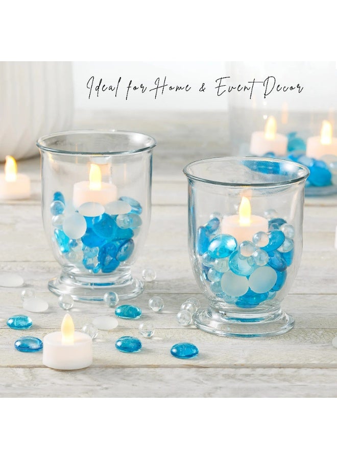 ARABIQO Mix Blue & Clear Glass Gemstone Beads 2.5 LBS Flat Marble Vase Fillers, Floral Stones, Mosaic Pebbles for Home & Event Decoration, Fish Tank Rocks Decorative Gemstones for Home and Aquarium Décor - Image 5