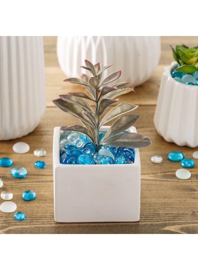 ARABIQO Mix Blue & Clear Glass Gemstone Beads 2.5 LBS Flat Marble Vase Fillers, Floral Stones, Mosaic Pebbles for Home & Event Decoration, Fish Tank Rocks Decorative Gemstones for Home and Aquarium Décor - Image 3