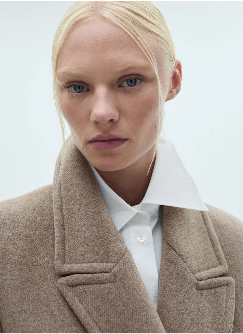 مانجو Coat Eye Button Detailed Coat