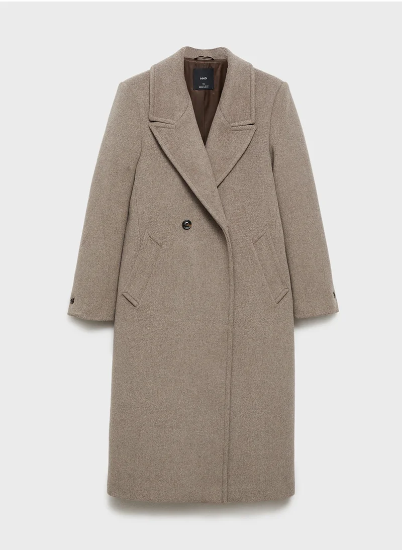 مانجو Coat Eye Button Detailed Coat