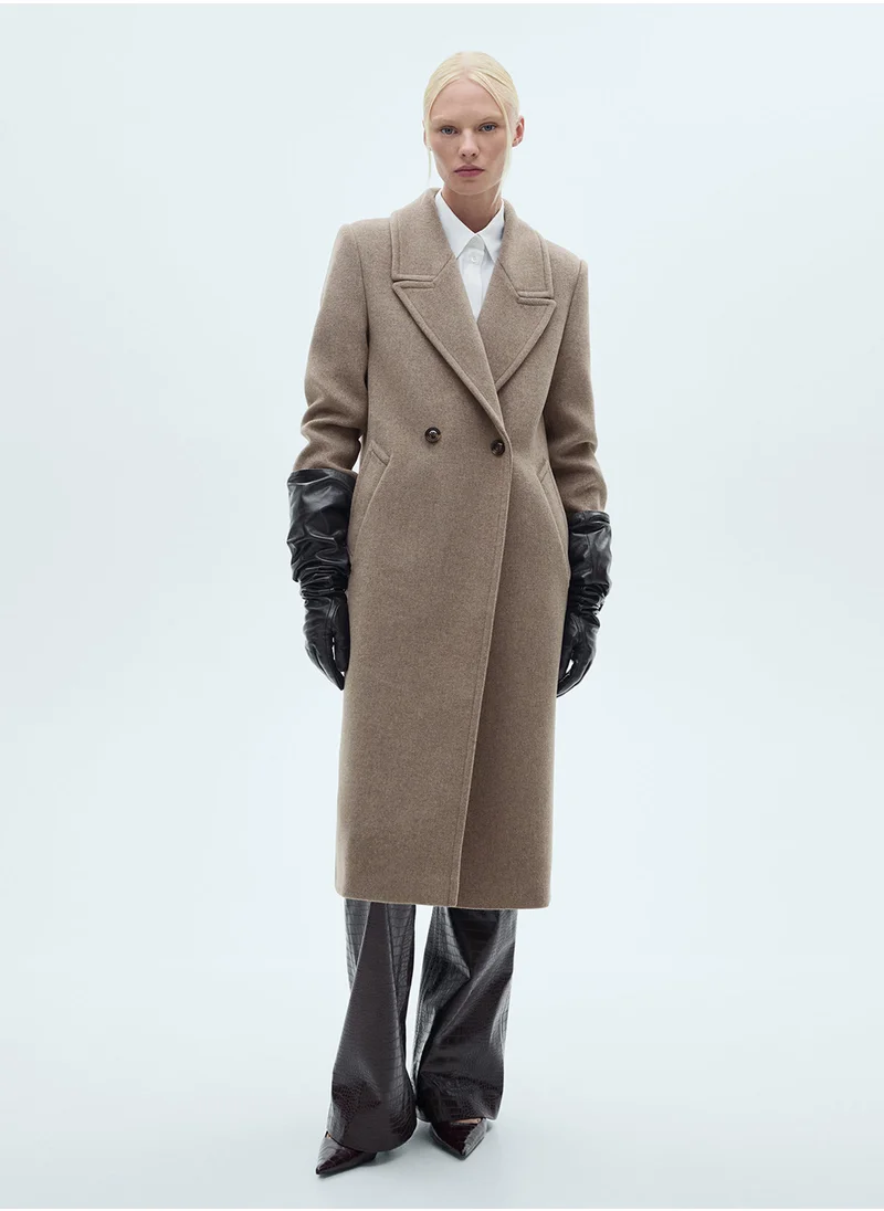 مانجو Coat Eye Button Detailed Coat