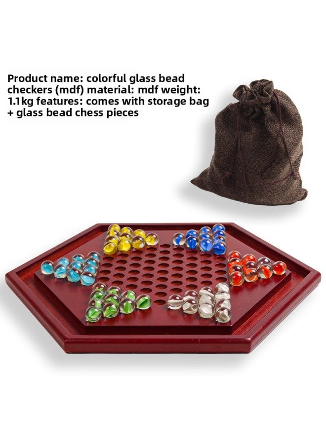 لعبة الداما للأطفال لعبة كرة زجاجية من الرخام، نسخة للبالغين، كرات رخامية كبيرة عتيقة - اللون: خرز زجاجي ملون، لعبة الداما (MDF) - Image 1