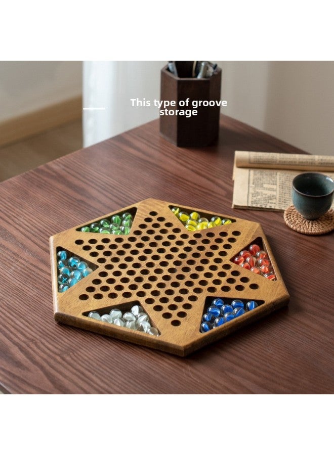 لعبة الداما للأطفال لعبة كرة زجاجية من الرخام، نسخة للبالغين، كرات رخامية كبيرة عتيقة - اللون: خرز زجاجي ملون، لعبة الداما (MDF) - Image 3