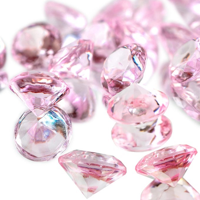 250 PCS PINK ACRYLIC CRYSTALS GEMS 20 MM FAKE DIAMONDS PARTY FAVORS CONFETTI WEDDING RECEPTION DECORATIONS TABLE SCATTER POPPERSARTS CRAFTSVASE FILLERSDIVING POOL TREASURE JEWELS