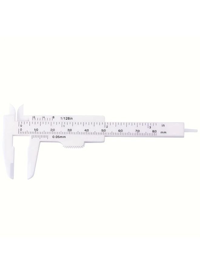 White Mini Plastic Sliding Vernier Caliper 3.15 Inch Double Scale Ruler for Carpentry Student Jewelry Measuring - Image 1