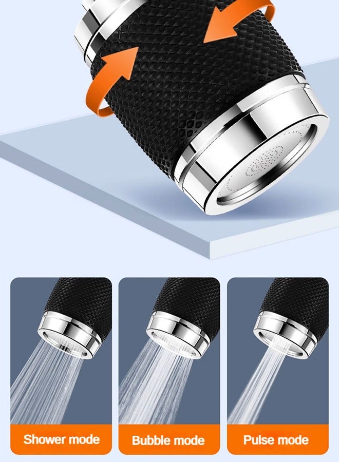 DGSENPI 360° Rotatable Splash Proof Faucet, 3-Mode Adjustable Booster Faucet Extender, with 2 Replaceable Filter elements, with Non-Slip Heat-Insulating Silicone Ring, Suitable for Kitchen and Bathroom - Image 3