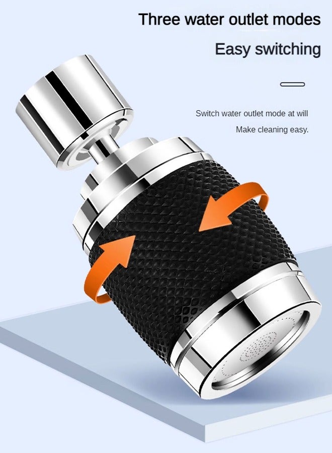 DGSENPI 360° Rotatable Splash Proof Faucet, 3-Mode Adjustable Booster Faucet Extender, with 2 Replaceable Filter elements, with Non-Slip Heat-Insulating Silicone Ring, Suitable for Kitchen and Bathroom - Image 5