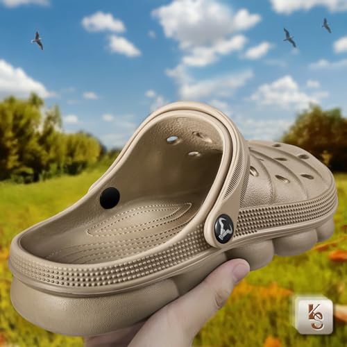 KEMISANT Men Clogs, Unisex Slip-on Yard Garden Shoes Mules Cleaner Shoes House Work Cushioned Supportive(Camel-10 Men/12 Women) - Image 3