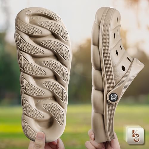 KEMISANT Men Clogs, Unisex Slip-on Yard Garden Shoes Mules Cleaner Shoes House Work Cushioned Supportive(Camel-10 Men/12 Women) - Image 2
