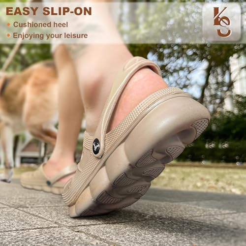 KEMISANT Men Clogs, Unisex Slip-on Yard Garden Shoes Mules Cleaner Shoes House Work Cushioned Supportive(Camel-10 Men/12 Women) - Image 5