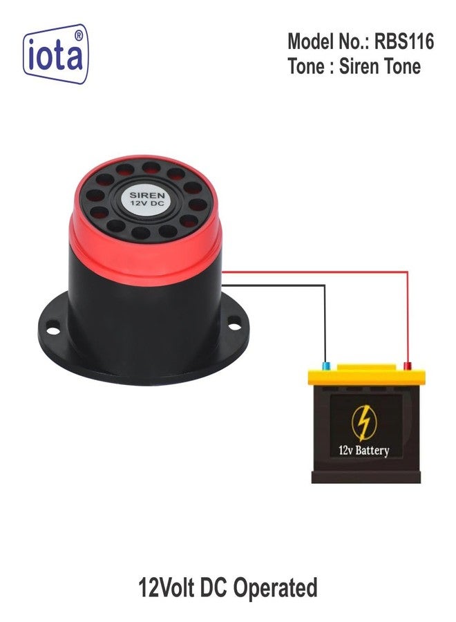 iota RBS116 ABS DC 12V Siren, 110 dB Home Security Sound Alarm System (Standard, Red) - Image 3