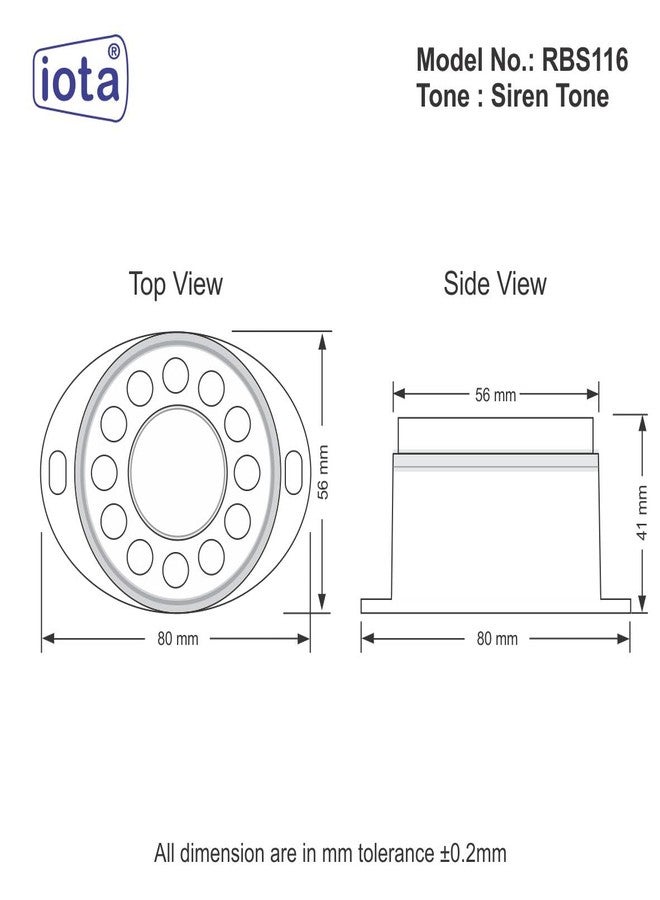 iota RBS116 ABS DC 12V Siren, 110 dB Home Security Sound Alarm System (Standard, Red) - Image 4