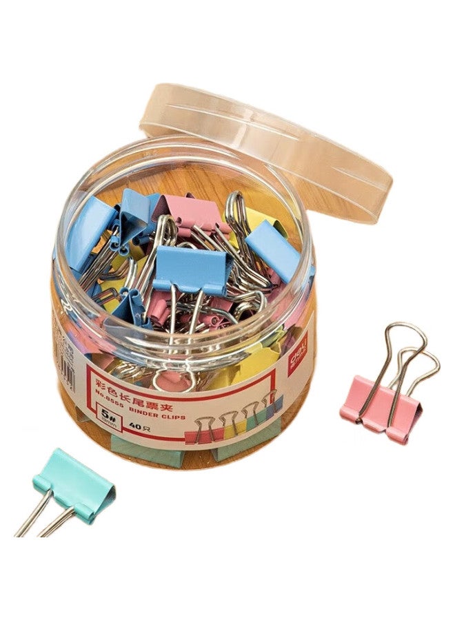 Deli 40 Pieces 19Mm Colorful Long Tail Clips, 5# Small Metal Binder Clips For Bills And Documents, Office Supplies, 40 Pieces/Tube, 8555 - Image 3
