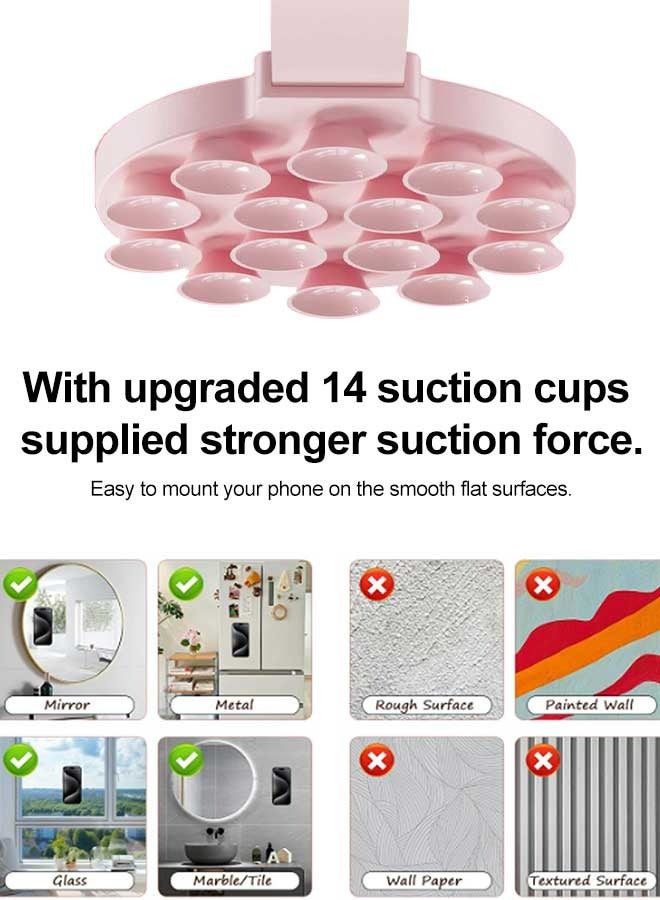 بشكل مختصر غلاف هاتف سيليكوني بماصة مغناطيسية، حامل هاتف مغناطيسي بماصة، متوافق مع Magsafe، قبضة لاصقة للهاتف للصور الذاتية والفيديوهات، حامل هاتف حر اليدين للمرآة والاستحمام لهواتف iPhone 17/16/15/14/13/12/11 وسامسونج وجوجل وهواتف الأندرويد (وردي) - Image 5