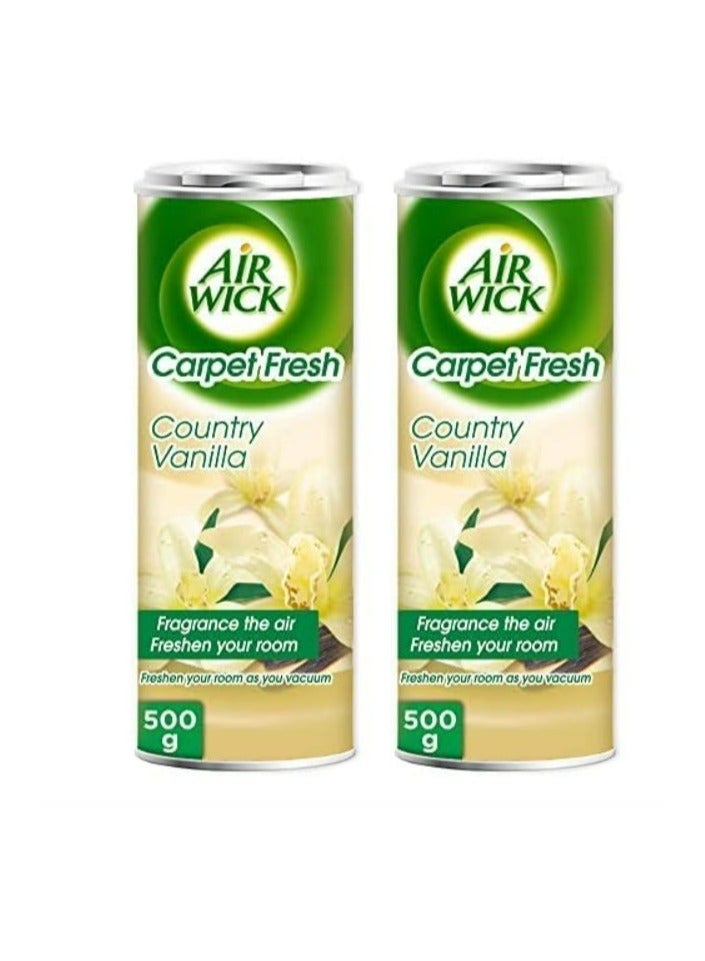 Air Wick Carpet Fresh Powder, Country Vanilla Scent, 500g (Pack of 2) - Image 1