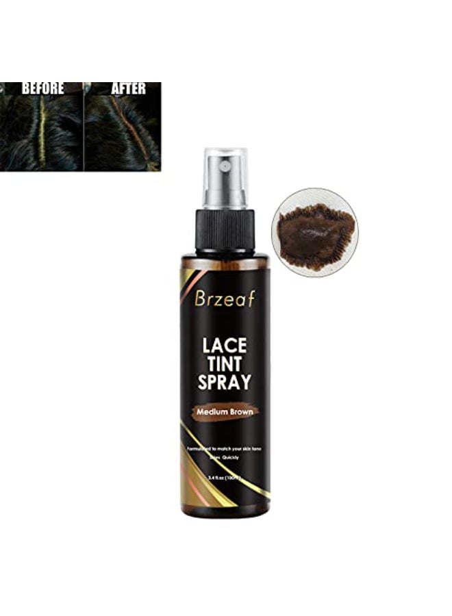 Grospe Lace Tint Spray for Wigs Dark Medium and Light Brown Shades for Closures and Frontal Lace Wigs 100ml - Image 4