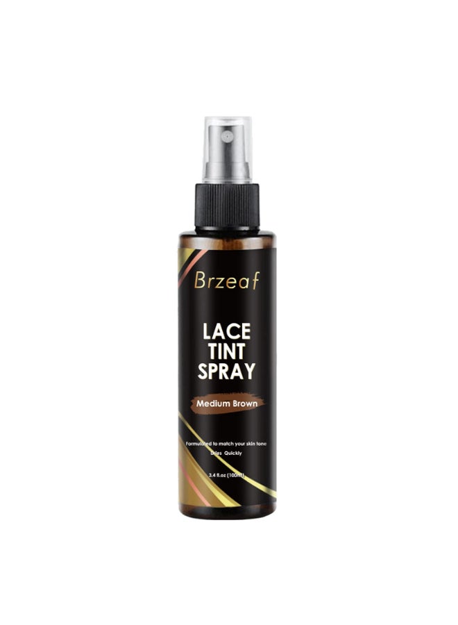Grospe Lace Tint Spray for Wigs Dark Medium and Light Brown Shades for Closures and Frontal Lace Wigs 100ml - Image 3