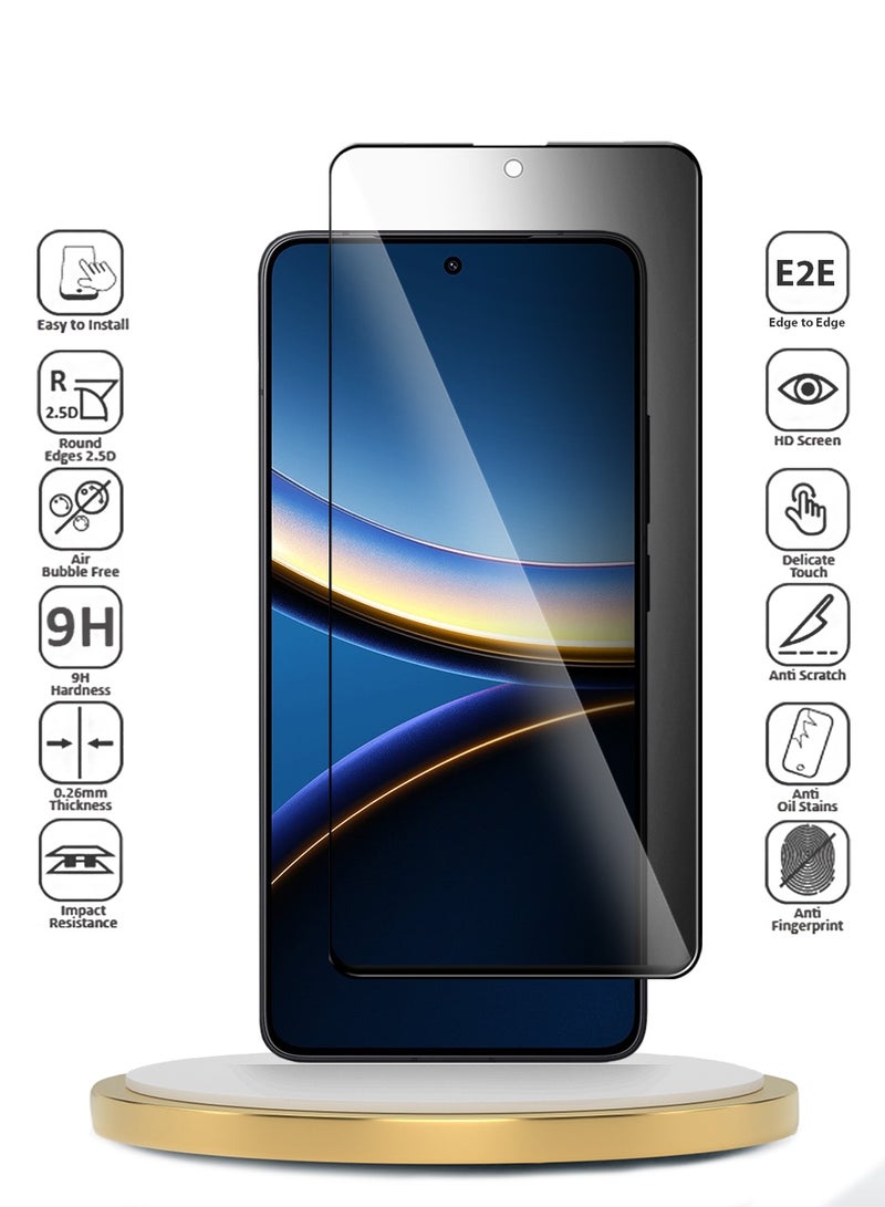 دبليو تيك شاشة حماية زجاج مقسى كاملة التغطية مع لصق كامل لجهاز Xiaomi Poco F7 Pro / Xiaomi Poco F7 Ultra 5G 2025 Premium E2E Series (MSGECP) - شفاف / أسود - Image 2