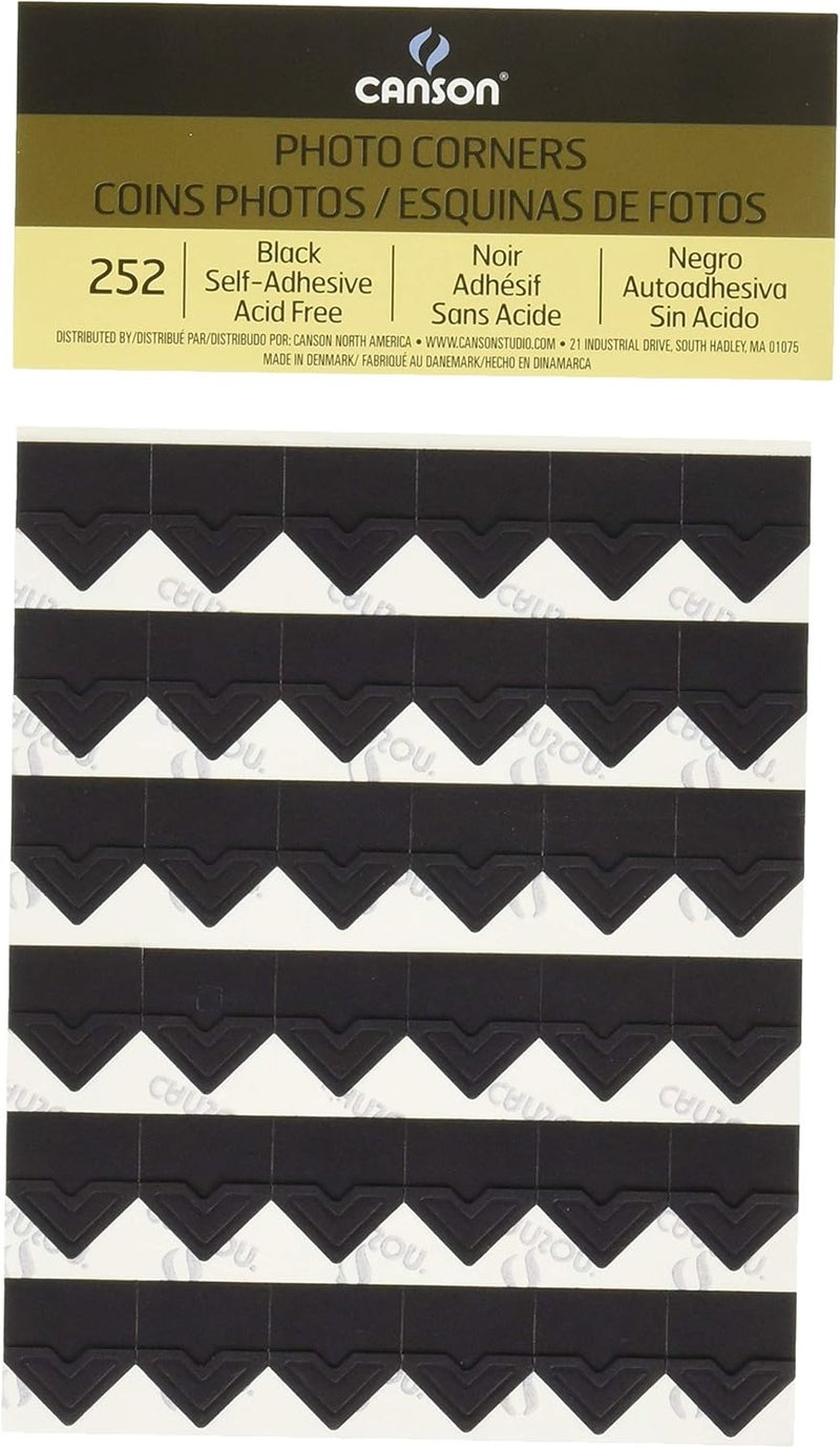 Canson SelfAdhesive Photo Corners Black Pack Of 252 - Image 1