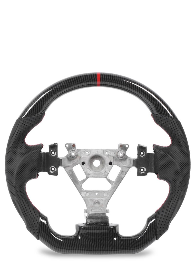 Generic Hydro Dip Carbon Fiber Look Steering Wheel Perforated Leather Flat Steering Wheel For 350z 2003‑2008 Red Stitching  - Image 1