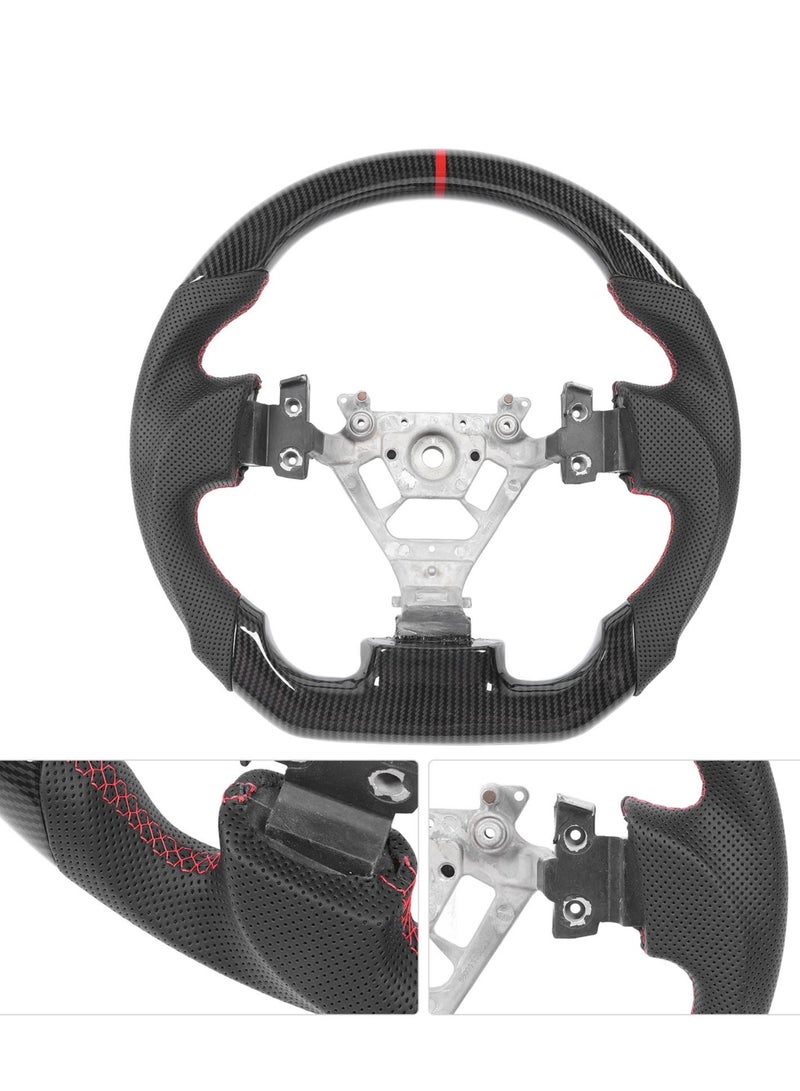 Generic Hydro Dip Carbon Fiber Look Steering Wheel Perforated Leather Flat Steering Wheel For 350z 2003‑2008 Red Stitching  - Image 4