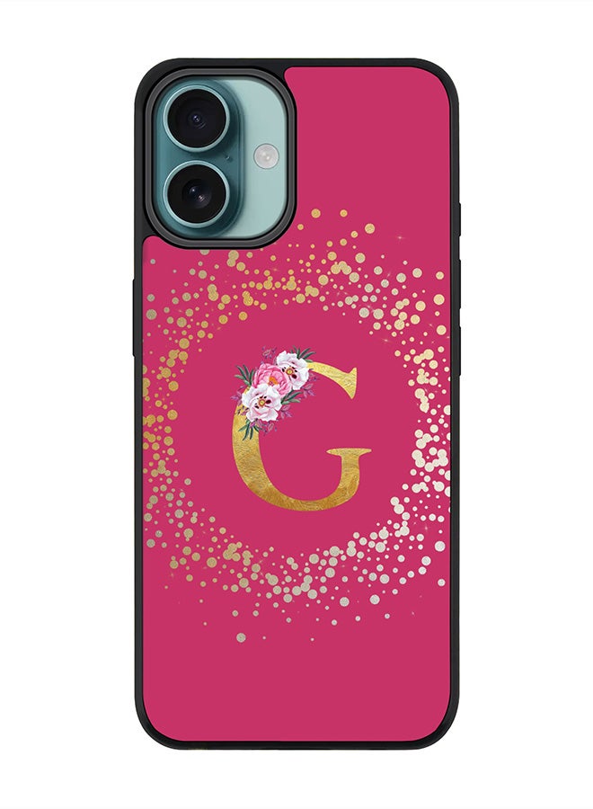 Stylizedd For iPhone 16 Plus Case [Compatible with MagSafe] Slim Magnetic cover Phone Case iPhone 16 Plus -Custom Monogram Floral - G ( Deep Pink ) - Image 1