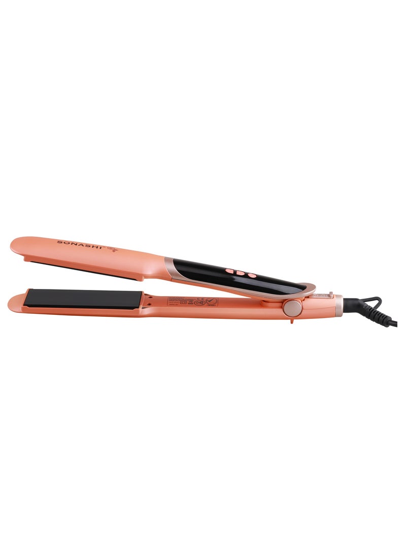 SONASHI Professional Hair Straightener 220C Temperature With Fast HeatUp Smooth Finish Hair Straightener With Ceramic Plates For Efficient Straightening And Digital Display Screen Salon Quality Styling  SHS-2084 Peach - Image 3