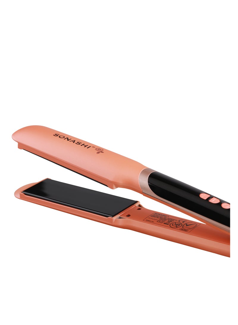 SONASHI Professional Hair Straightener 220C Temperature With Fast HeatUp Smooth Finish Hair Straightener With Ceramic Plates For Efficient Straightening And Digital Display Screen Salon Quality Styling  SHS-2084 Peach - Image 5