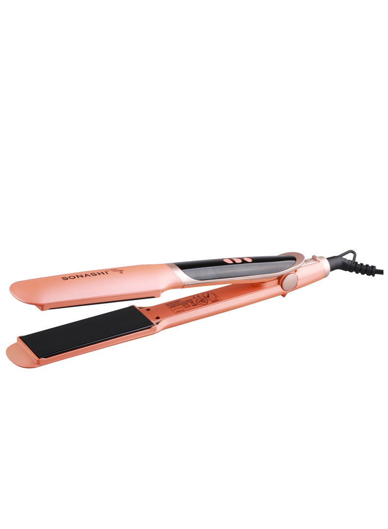 SONASHI Professional Hair Straightener 220C Temperature With Fast HeatUp Smooth Finish Hair Straightener With Ceramic Plates For Efficient Straightening And Digital Display Screen Salon Quality Styling  SHS-2084 Peach - Image 1