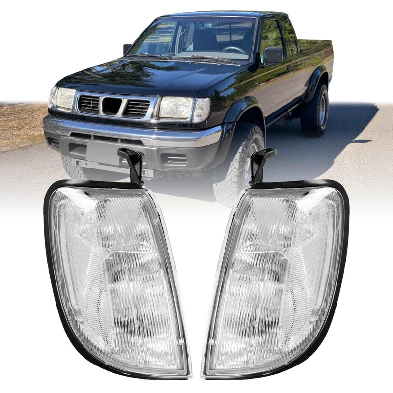 USR 9800 D22 Pickup Trucks Corner Light Turn Signal Lamps Left Right Pair Compatible with 19982000 Nissan Frontier Pick Up Truck and 20002001 Xterra SUV All Models CLEAR LENS LIGHTS