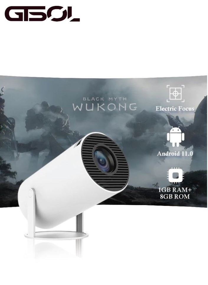 GTSOL Mini Projector 4k with WiFi 6 and Bluetooth,Android System 11.0,Remote control Built-In Speakers FULL HD 1080P, Vertical Correction, 180°Rotatable Outdoor Movie,Portable Projector for Phone  - Image 1
