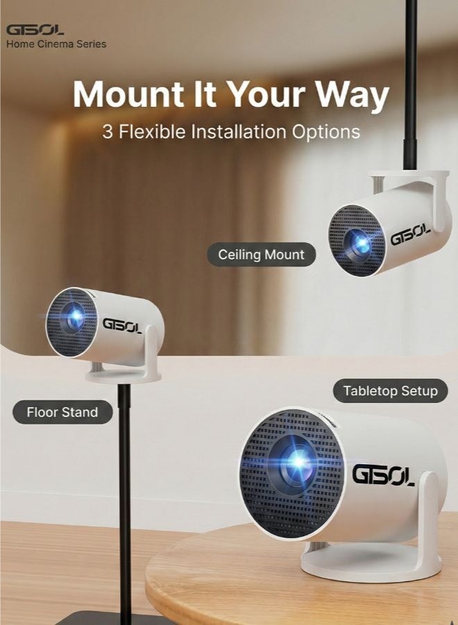 GTSOL Mini Smart Projector 4K– 5G WiFi  + Bluetooth | Android 11 | 180° Rotatable | Built-in Speakers & Remote controller - Image 4